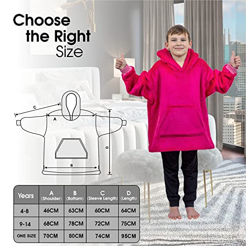 ALLEN & MATE Hoodie Blanket for Kids Adults, Oversized Blanket Hoodie, Warm Dressing Gown, Soft Fleece Hooded Robe, Gifts for Boys Girls Teens Adults