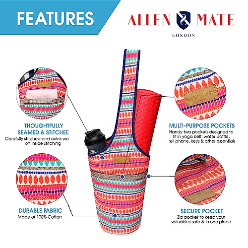 ALLEN & MATE Large Yoga Mat Bag with Side Pocket and Zipper Pocket, Fit Most Size Mats