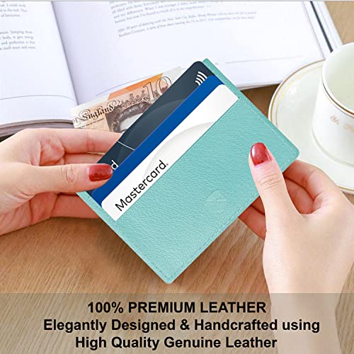 ALLEN & MATE Leather Card Holder Slim Wallet, Minimalist Wallet Credit Card Holder for Men, Women - Holds up to 6 Cards and Bank Notes, with Gift Box