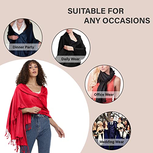 ALLEN & MATE Handcrafted Soft Pashmina Shawl Scarf Wrap Stole for Women in Solid Colors