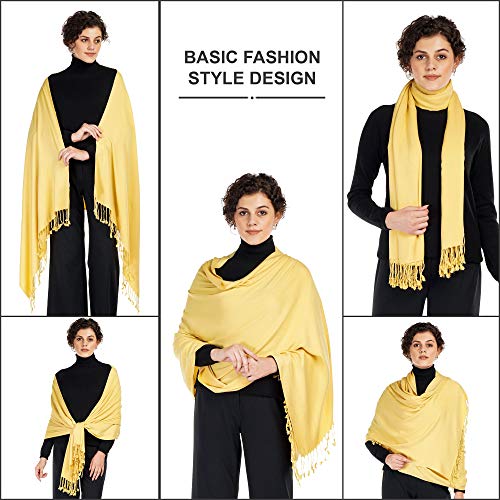 ALLEN & MATE Handcrafted Soft Pashmina Shawl Scarf Wrap Stole for Women in Solid Colors