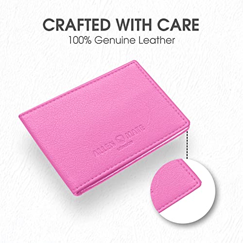 ALLEN & MATE Genuine Leather Bus Pass Travel Card Holder/Driving License Oyster, Minimalist Wallet Credit Card Holder