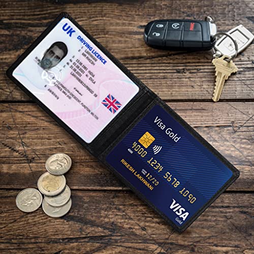 ALLEN & MATE Genuine Leather Bus Pass Travel Card Holder/Driving License Oyster, Minimalist Wallet Credit Card Holder
