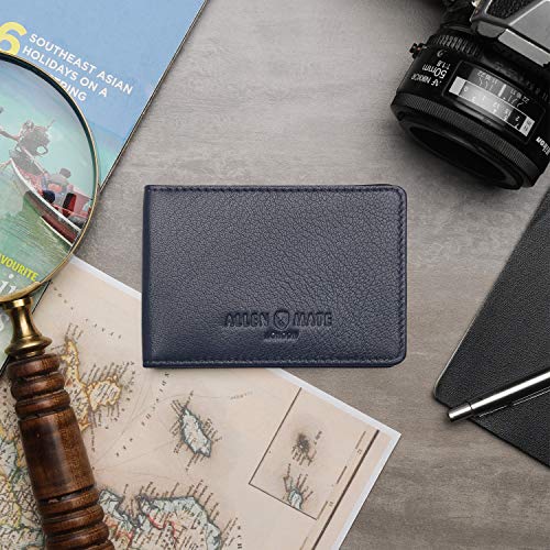 ALLEN & MATE Genuine Leather Bus Pass Travel Card Holder/Driving License Oyster, Minimalist Wallet Credit Card Holder