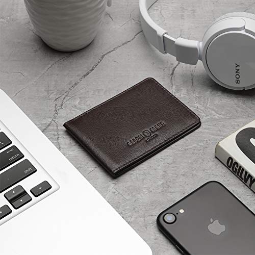 ALLEN & MATE Genuine Leather Bus Pass Travel Card Holder/Driving License Oyster, Minimalist Wallet Credit Card Holder