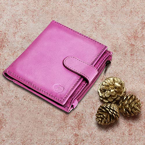 ALLEN & MATE Leather Card Holder Slim Wallet with Zip Coin Pocket, RFID Blocking Minimalist Wallet Credit Card Holder, Holds up to 7 Cards and Bank Notes, with Gift Box