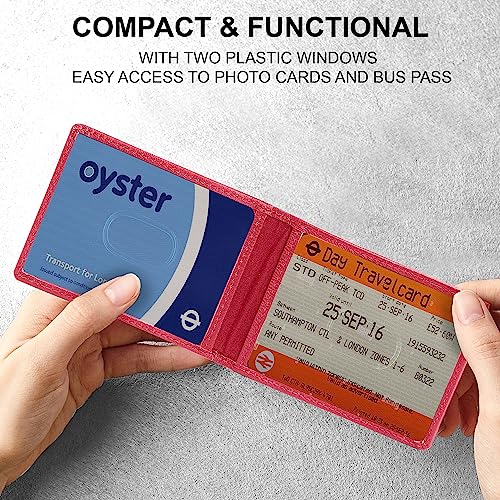 ALLEN & MATE Genuine Leather Bus Pass Travel Card Holder/Driving License Oyster, Minimalist Wallet Credit Card Holder