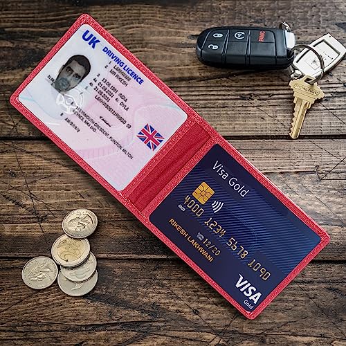 ALLEN & MATE Genuine Leather Bus Pass Travel Card Holder/Driving License Oyster, Minimalist Wallet Credit Card Holder
