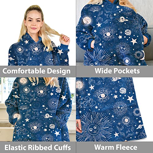 ALLEN & MATE Hoodie Blanket for Kids Adults, Oversized Blanket Hoodie, Warm Dressing Gown, Soft Fleece Hooded Robe, Gifts for Boys Girls Teens Adults