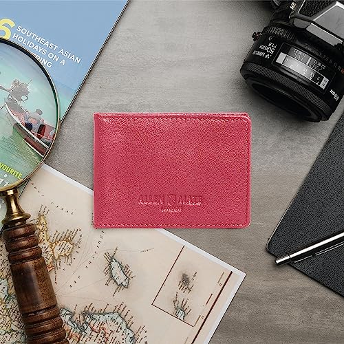 ALLEN & MATE Genuine Leather Bus Pass Travel Card Holder/Driving License Oyster, Minimalist Wallet Credit Card Holder