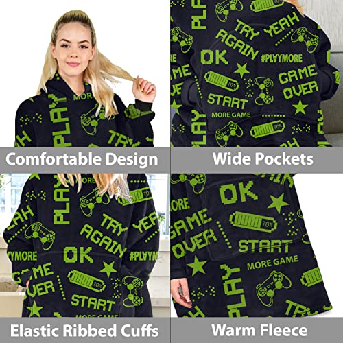 ALLEN & MATE Hoodie Blanket for Kids Adults, Oversized Blanket Hoodie, Warm Dressing Gown, Soft Fleece Hooded Robe, Gifts for Boys Girls Teens Adults