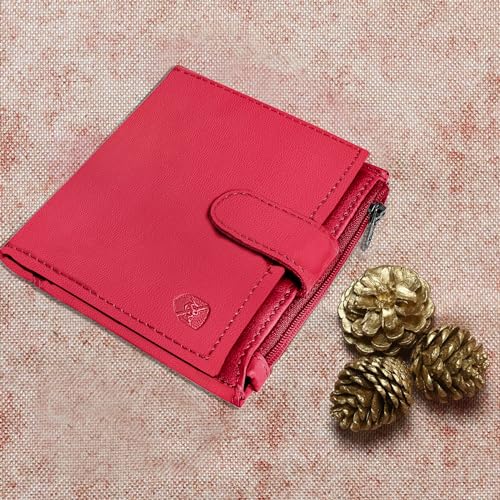 ALLEN & MATE Leather Card Holder Slim Wallet with Zip Coin Pocket, RFID Blocking Minimalist Wallet Credit Card Holder, Holds up to 7 Cards and Bank Notes, with Gift Box