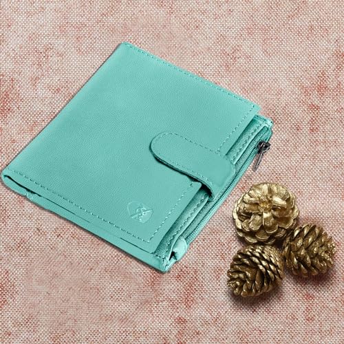 ALLEN & MATE Leather Card Holder Slim Wallet with Zip Coin Pocket, RFID Blocking Minimalist Wallet Credit Card Holder, Holds up to 7 Cards and Bank Notes, with Gift Box