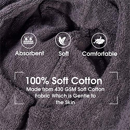 ALLEN & MATE Children 100% Cotton Hooded Bathrobe for Kids Boys Girls Soft Terry Towel Dressing Gown 2-13 Years