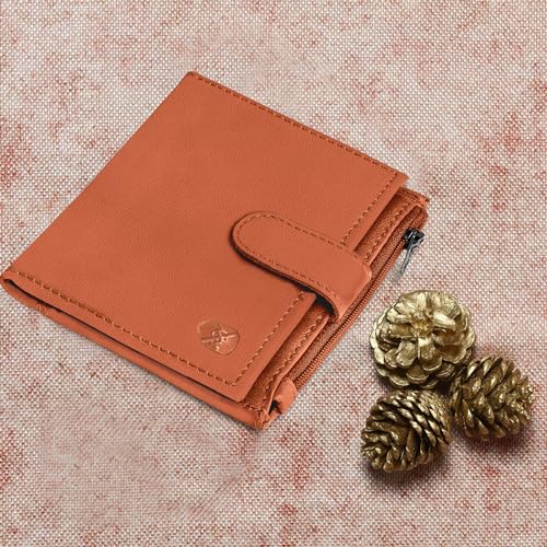 ALLEN & MATE Leather Card Holder Slim Wallet with Zip Coin Pocket, RFID Blocking Minimalist Wallet Credit Card Holder, Holds up to 7 Cards and Bank Notes, with Gift Box