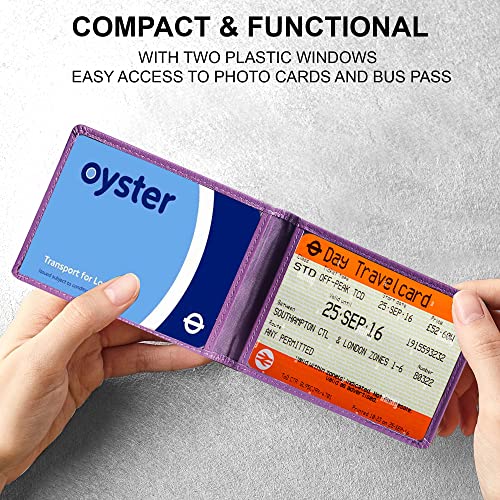 ALLEN & MATE Genuine Leather Bus Pass Travel Card Holder/Driving License Oyster, Minimalist Wallet Credit Card Holder