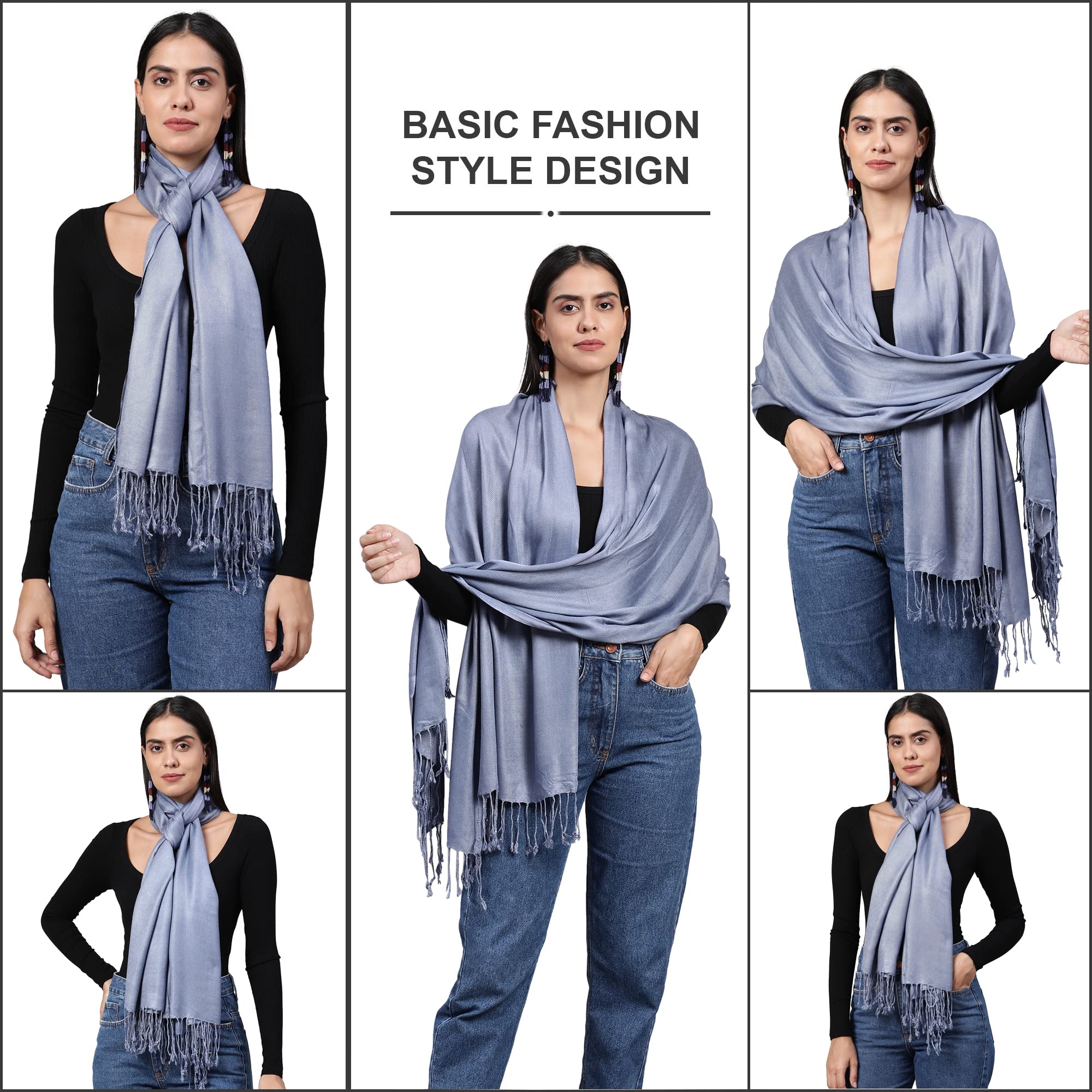 ALLEN & MATE Handcrafted Soft Pashmina Shawl Scarf Wrap Stole for Women in Solid Colors